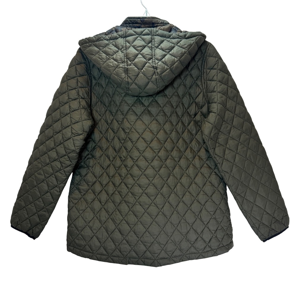 Reebok Quilted Hooded Jacket Size Large Olive Green Gorpcore Camo Puffer Outdoor - Picture 2 of 3